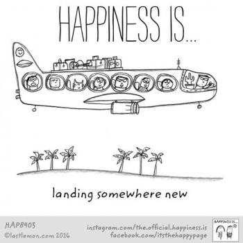 عکس پروفایل انگلیسی Happiness is landing somewhere new و عکس نوشته