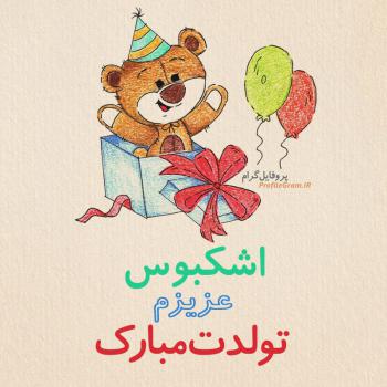 عکس پروفایل تبریک تولد اشكبوس طرح خرس و عکس نوشته