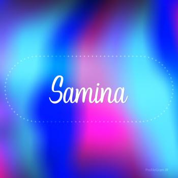 عکس پروفایل اسم سامینا به انگلیسی شکسته آبی بنفش