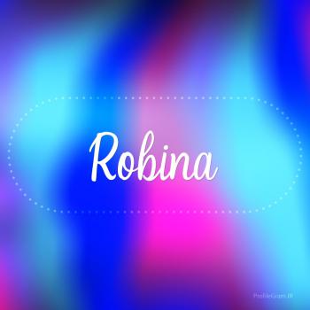 عکس پروفایل اسم روبینا به انگلیسی شکسته آبی بنفش