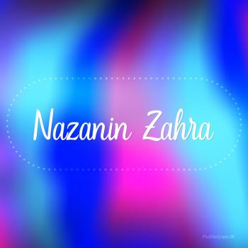 عکس پروفایل اسم نازنین زهرا به انگلیسی شکسته آبی بنفش و عکس نوشته