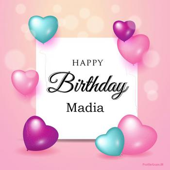عکس پروفایل تبریک تولد عاشقانه اسم مادیا به انگلیسی و عکس نوشته