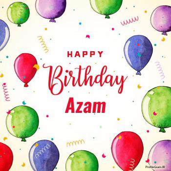عکس پروفایل تبریک تولد اسم اعظم به انگلیسی Azam