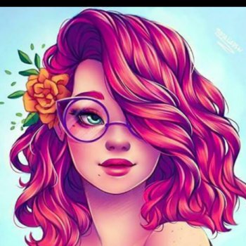 عکس پروفایل دختر عینکی کارتونی با گل نارنجی