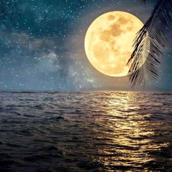 عکس پروفایل ماه روشن شب و دریای زیبا