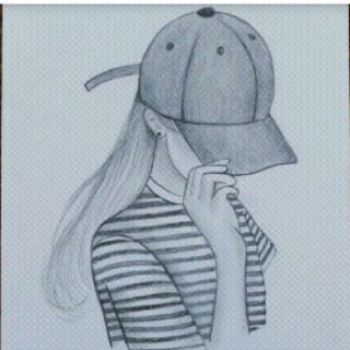 عکس پروفایل نقاشی دختر کلاه به سر و عکس نوشته